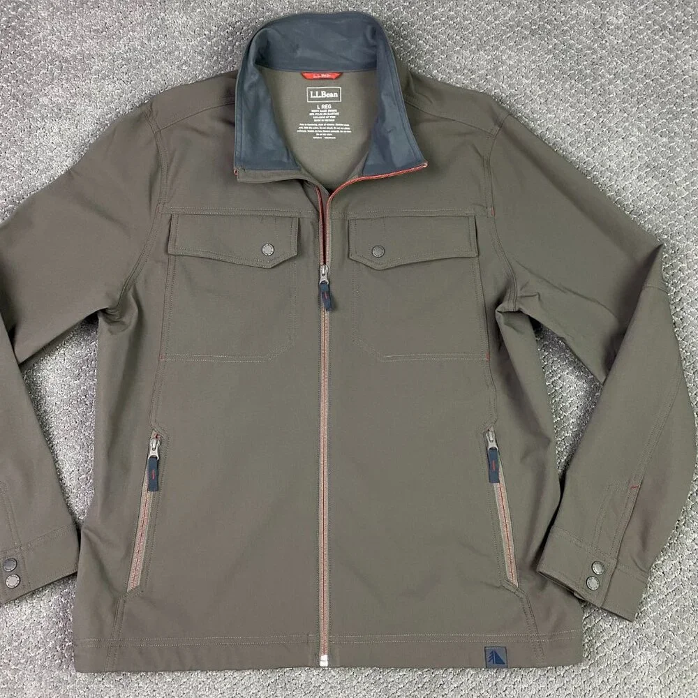 NWOT LL Bean All-Terrain Soft Shell Jacket Men's Large Brown Full Zip Stretch - Picture 4 of 13
